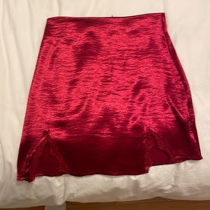 Red silk skirt